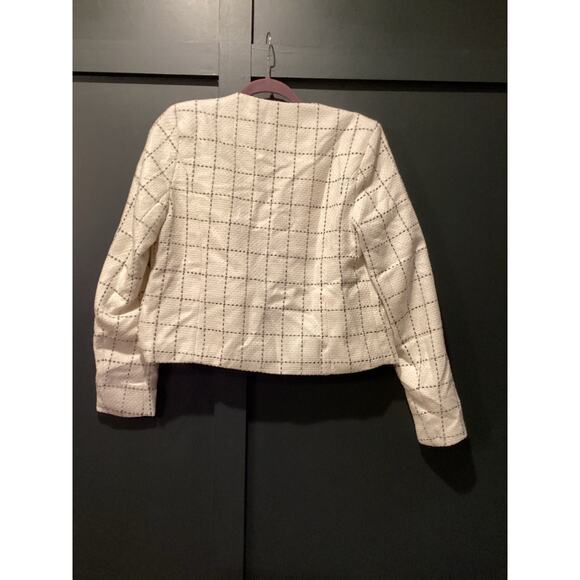 Anthropologie Bishop + Young Tweed Cropped Jacket wool blend ivory blazer S NWT - Picture 3 of 10